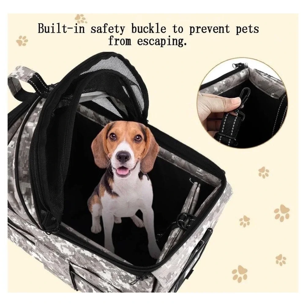 PETFULED Rear Camouflage Bike Basket Pet Travel Carrier Mesh Dome 27x24x43cm
